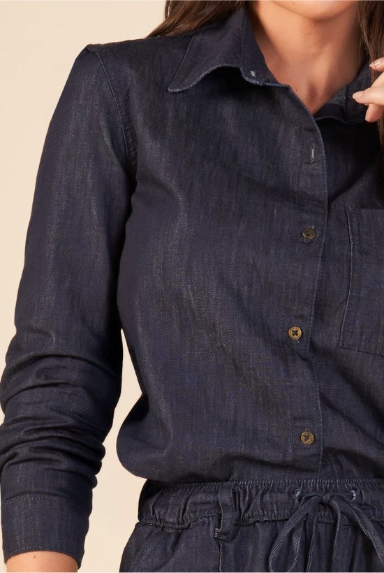 camisa jeans cropped azul escuro 3