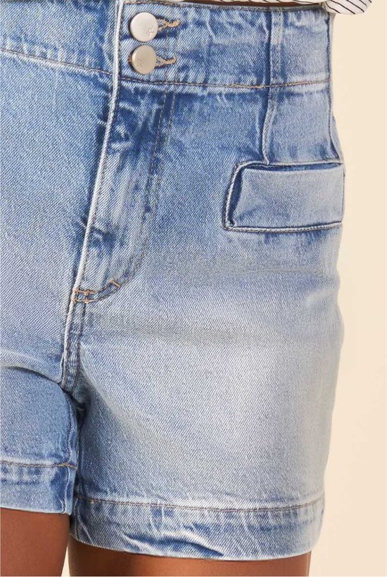 short alfaiatado jeans com botoes