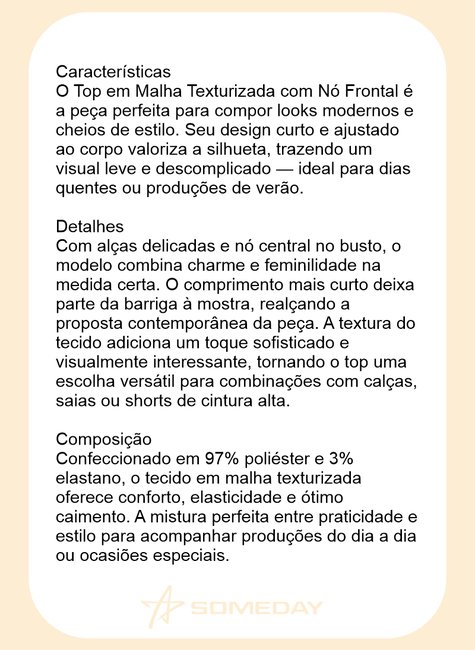 top em malha texturizada com no frontal