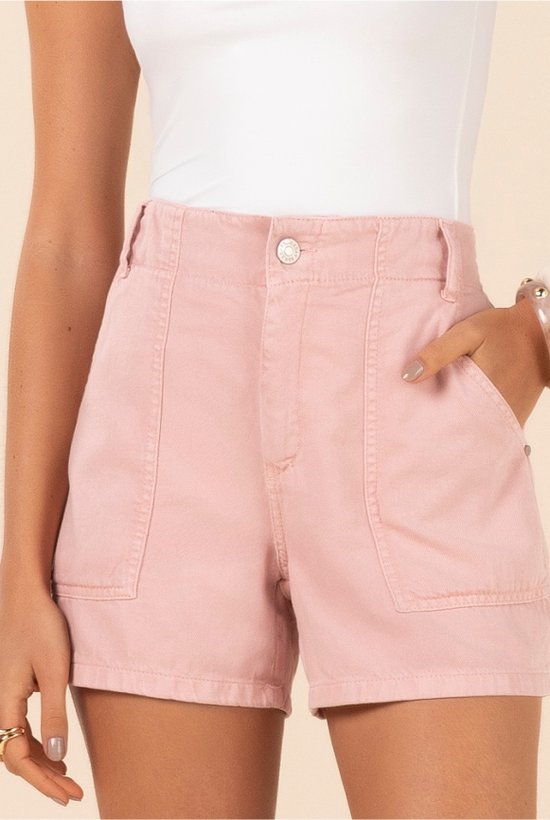 short em sarja com elastico traseiro e bolsos