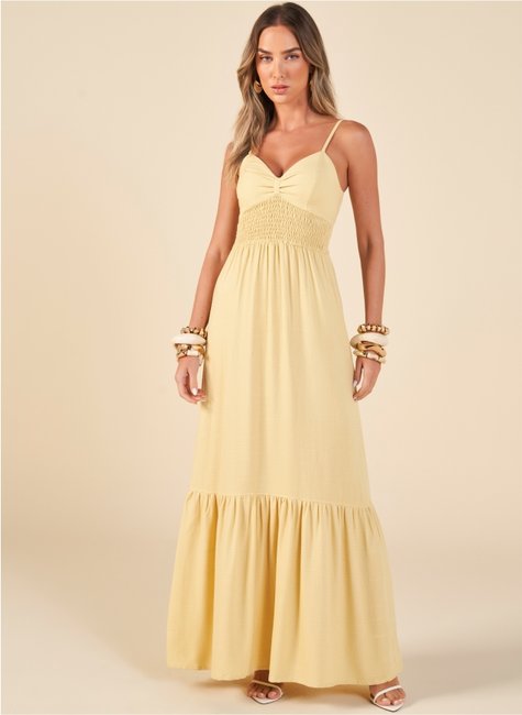 vestido longo romantico com babado