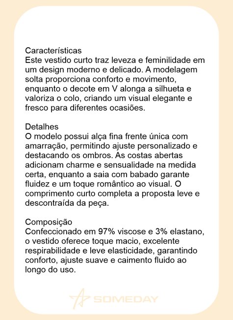 vestido curto frente unica com babado