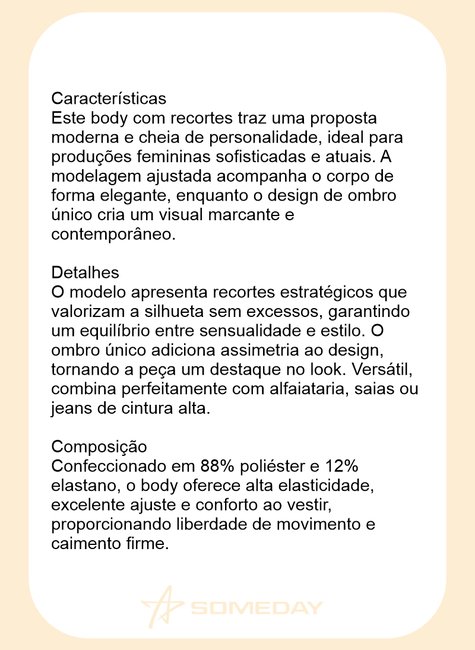body ombro unico com recortes