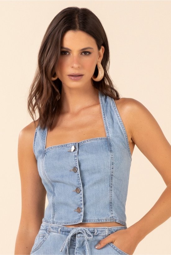 blusa jeans frente unica