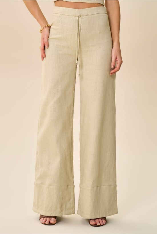 calca alfaiataria ampla natural